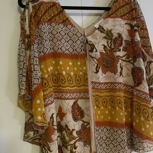 Caren Sport Multicolor Patchwork V-Neck Blouse